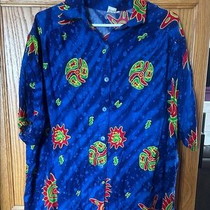 Vibrant Blue and Red Women's Sleep Shirt